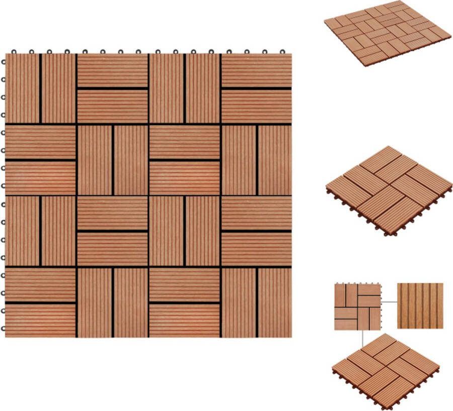 VidaXL Terrastegelset HKC Terrastegels 30 x 30 cm Teak 1 m² Duurzaam Vloer