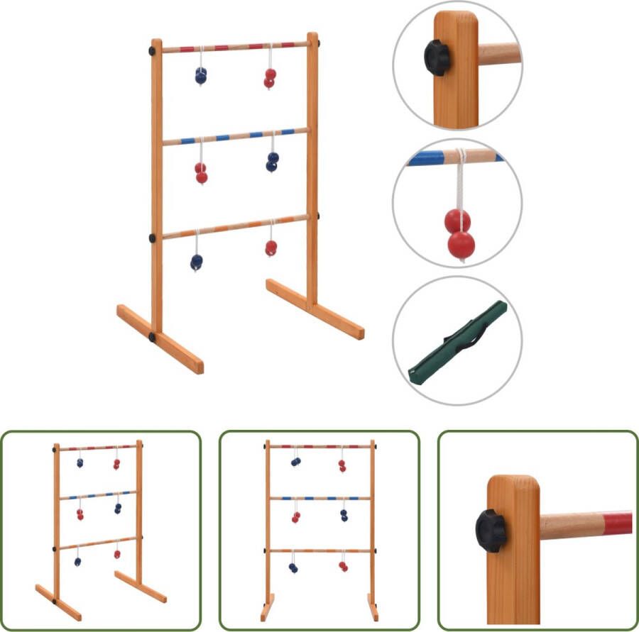 VidaXL The Living Store Golfladder Massief grenenhout 62 x 60 x 100 cm Inclusief 6 paar ballen en draagtas