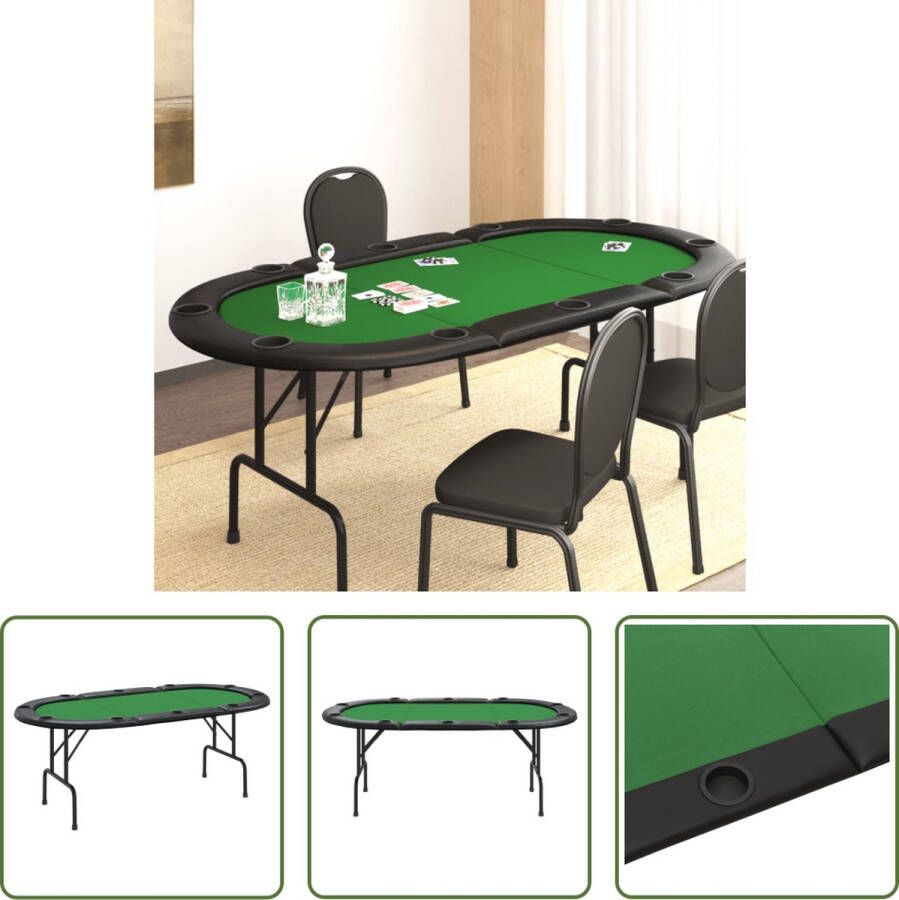 VidaXL The Living Store Pokertafel Opvouwbaar Groen 206x106x75 cm Casinokwaliteit