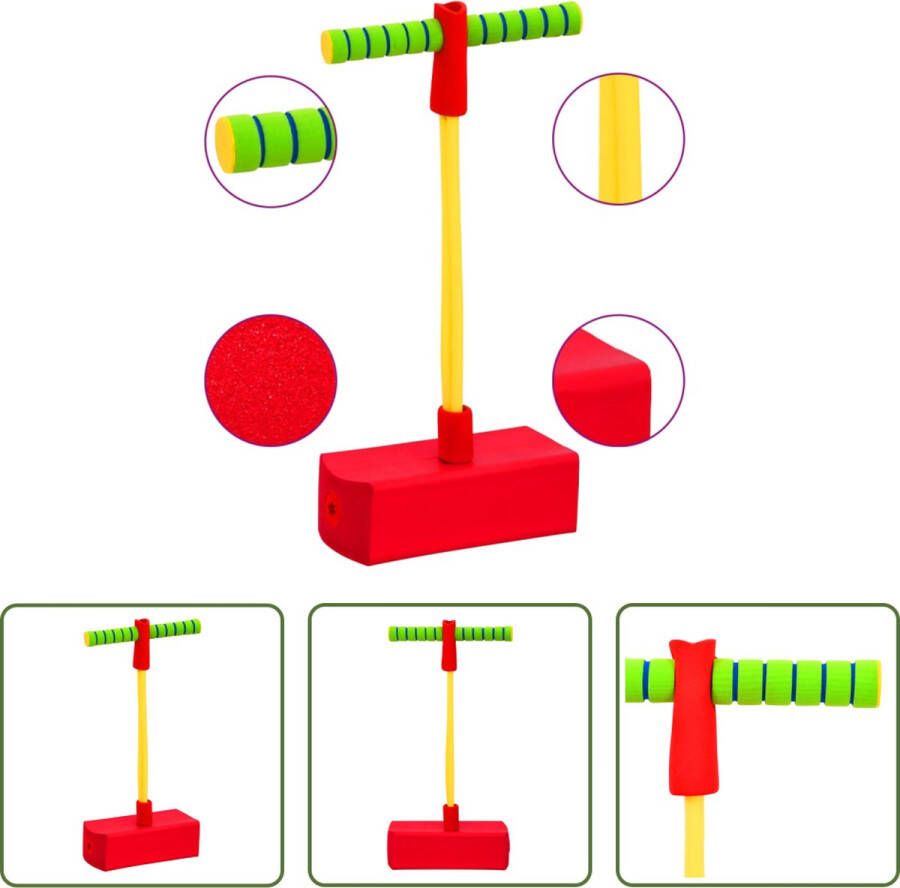 VidaXL The Living Store Springstok Kinderen Groen Rood Geel Kunststof 23 x 11 x 50 cm Max 50 kg