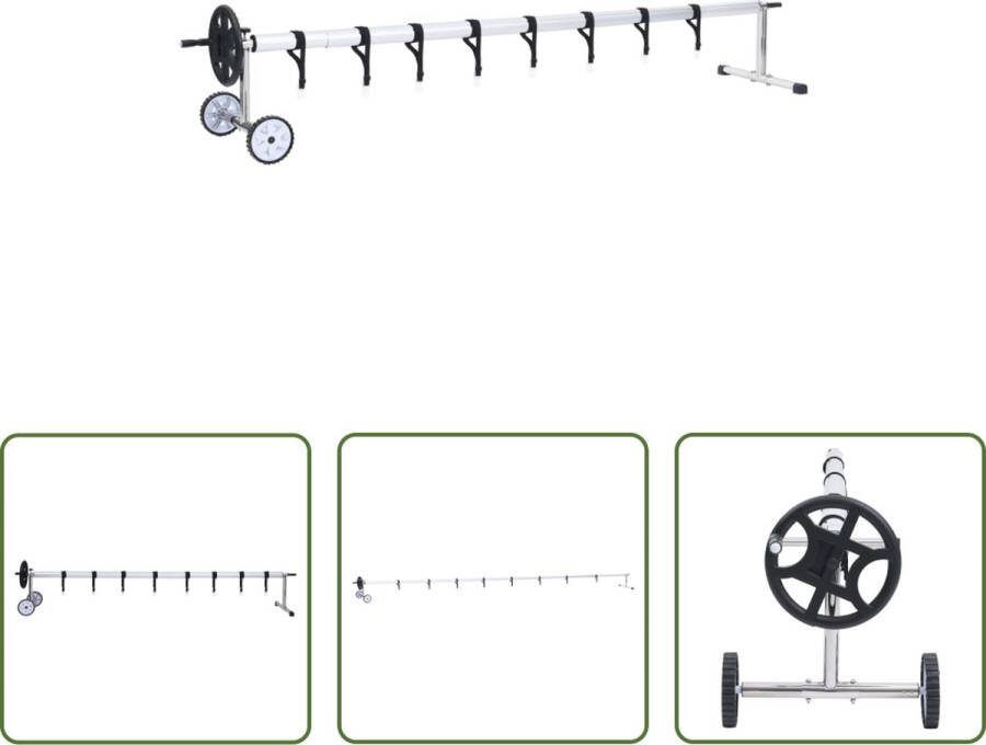 VidaXL The Living Store Zwembadhoes Roller Zwart Zilver 1.5-6.3m lengte Corrosiebestendig aluminium