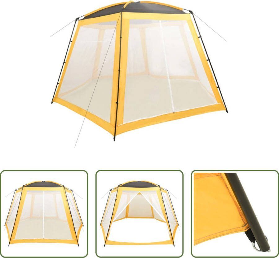 VidaXL The Living Store Zwembadtent Geel Stof met PA-coating en staal 500 x 433 x 250 cm Uv- en waterbestendig