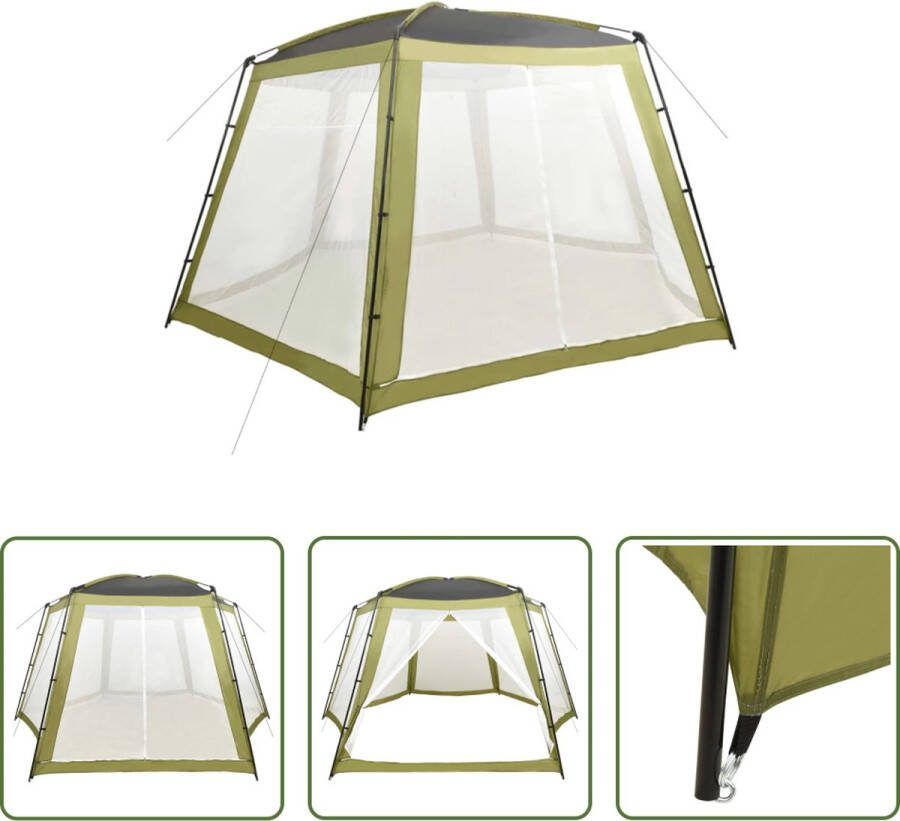 VidaXL The Living Store Zwembadtent Polyester Feesttent Ronde zwembaden tot 400 cm Groen Met mesh zijwanden