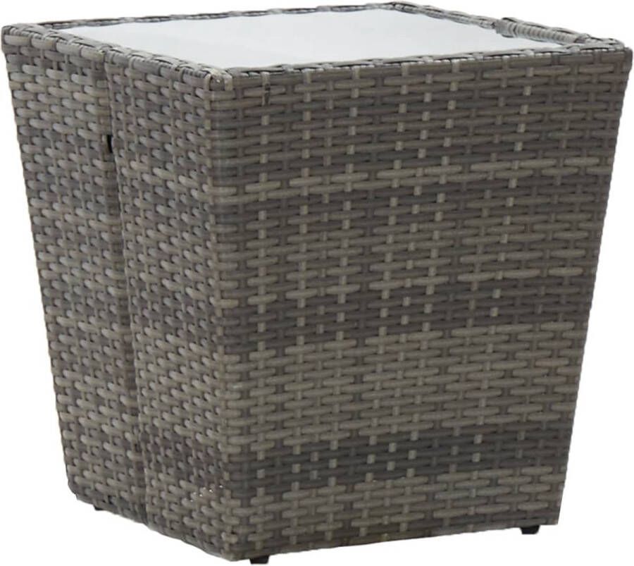 VidaXL -Theetafel-41 5x41 5x43-cm-poly-rattan-en-gehard-glas-grijs