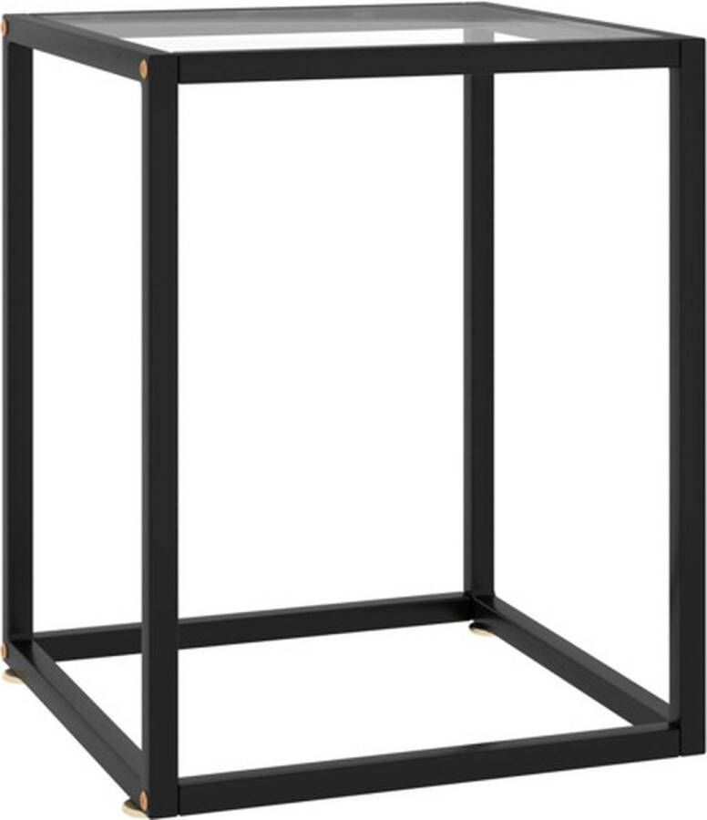 VidaXL Salontafel met gehard glas 40x40x50 cm zwart