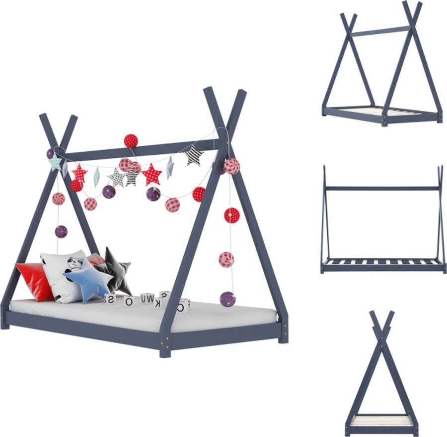 VidaXL Tipi Bedframe Massief grenenhout 80 x 160 Grijs Bed