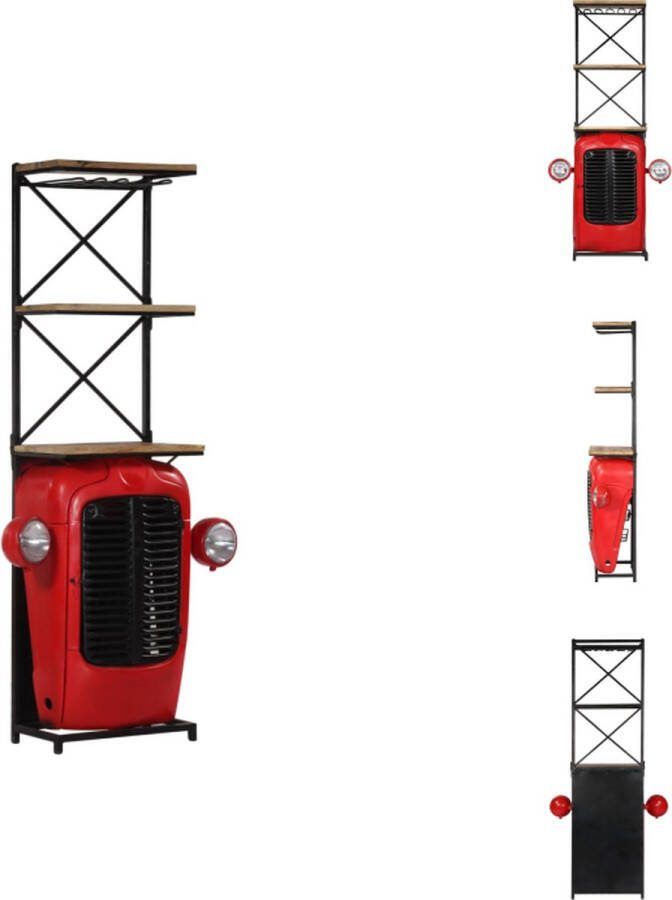 VidaXL Tractorkast Massief Mangohout 49 x 31 x 172 cm Geschikt voor 9 wijnflessen Wijnrek