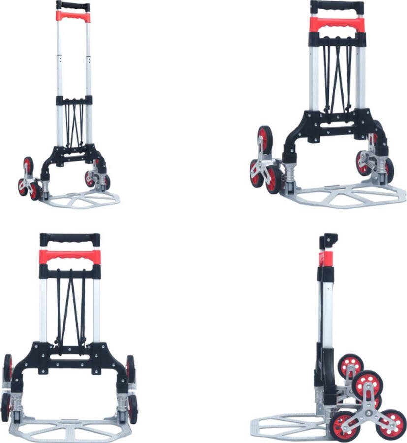 VidaXL Traptrolley inklapbaar 70 kg aluminium zilverkleurig Inklapbare Traptrolley Inklapbare Traptrolleys Steekwagen Steekwagens