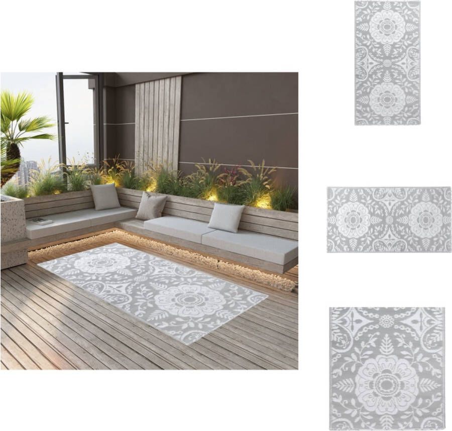 VidaXL Trendy Tuintapijt 160 x 230 cm Lichtgrijs Dubbellaagse Jacquard Buitenkeuken