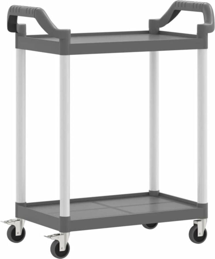 VidaXL Trolley 2-laags 81x41x92 cm aluminium grijs