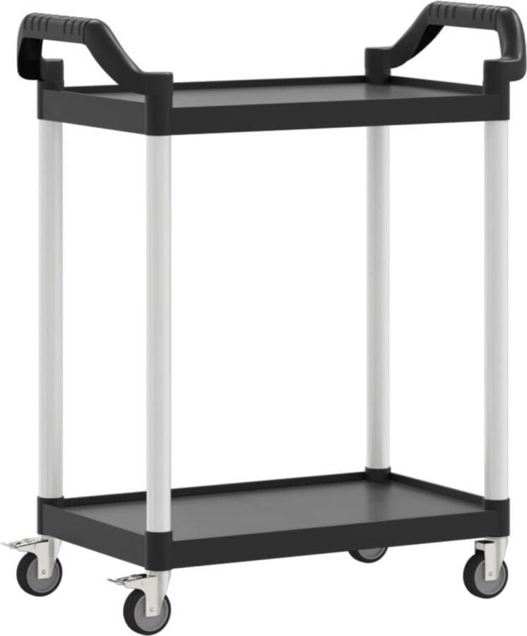 VidaXL Trolley 2-laags 81x41x92 cm aluminium zwart