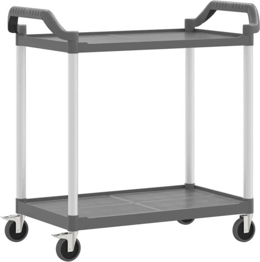 VidaXL Trolley 2-laags 99x50x97 cm aluminium grijs