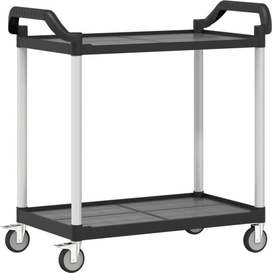 VidaXL Trolley 2-laags 99x50x97 cm aluminium zwart