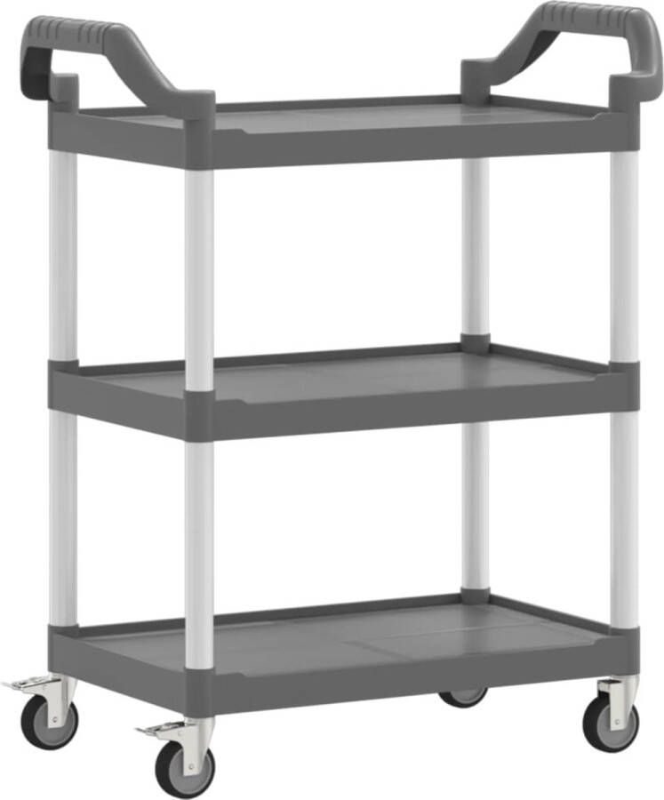 VidaXL Trolley 3-laags 81x41x92 cm aluminium grijs