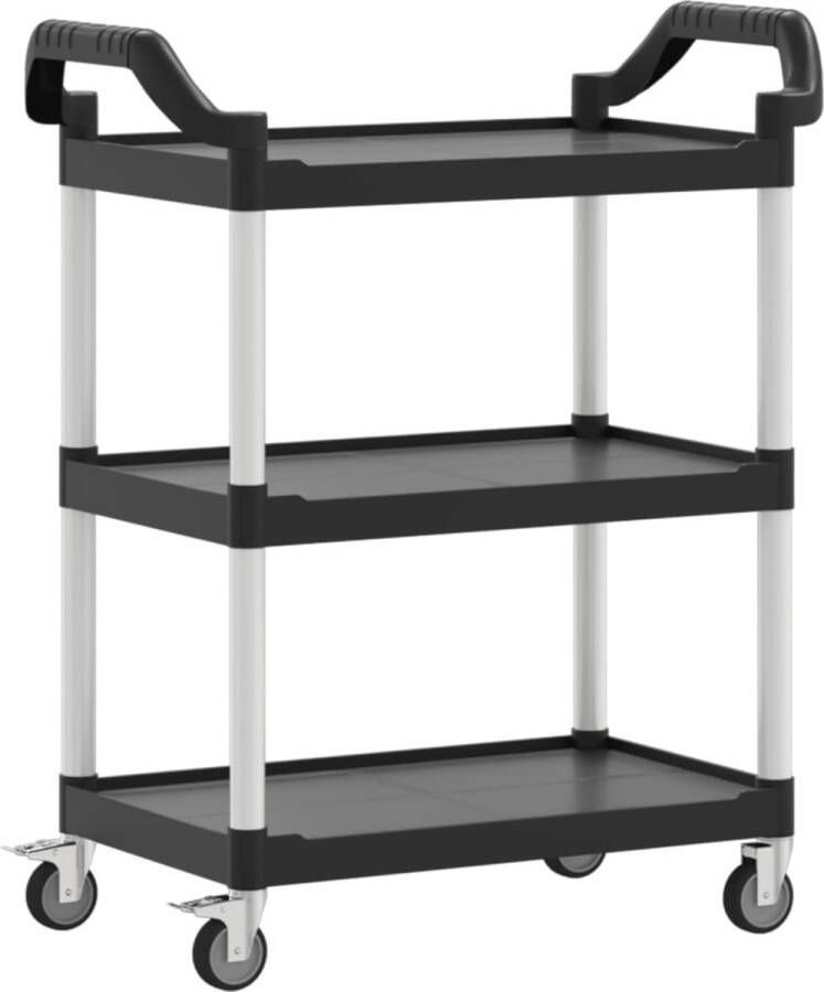 VidaXL Trolley 3-laags 81x41x92 cm aluminium zwart