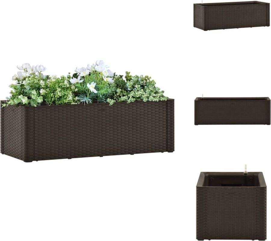 VidaXL Tuinbak Rattan-look 100x43x33 cm 90L Mokka PP Bloempot