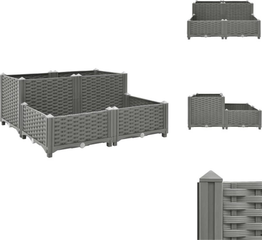 VidaXL Tuinbak Verhoogd Lichtgrijs 80 x 80 x 38 cm Duurzaam polypropeen Bloempot