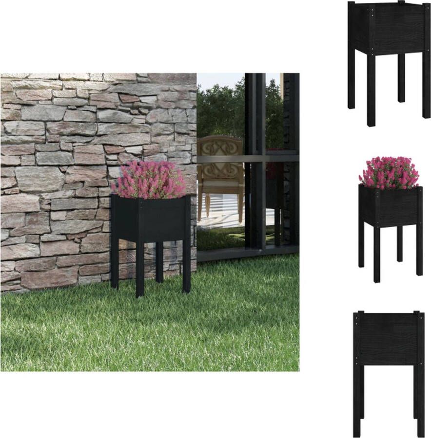 VidaXL Tuinbak Zwarte Grenen 40x40x70 cm Duurzaam en weerbestendig Bloempot