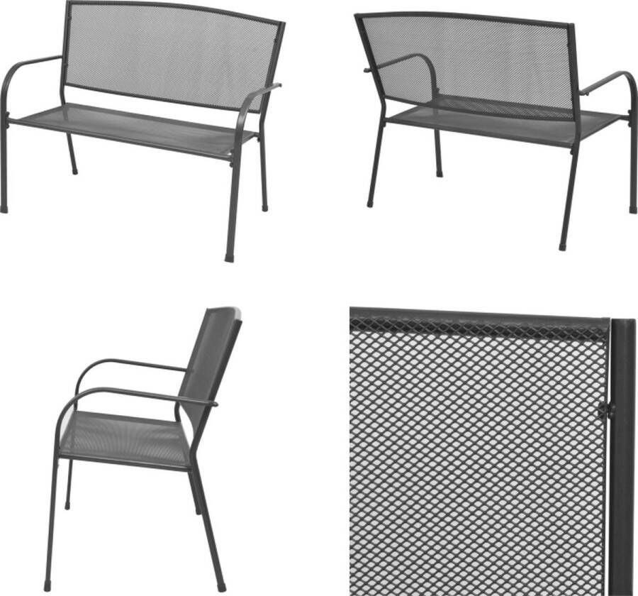VidaXL Tuinbank 108 cm staal en mesh antraciet Tuinbank Tuinbanken Bank Banken