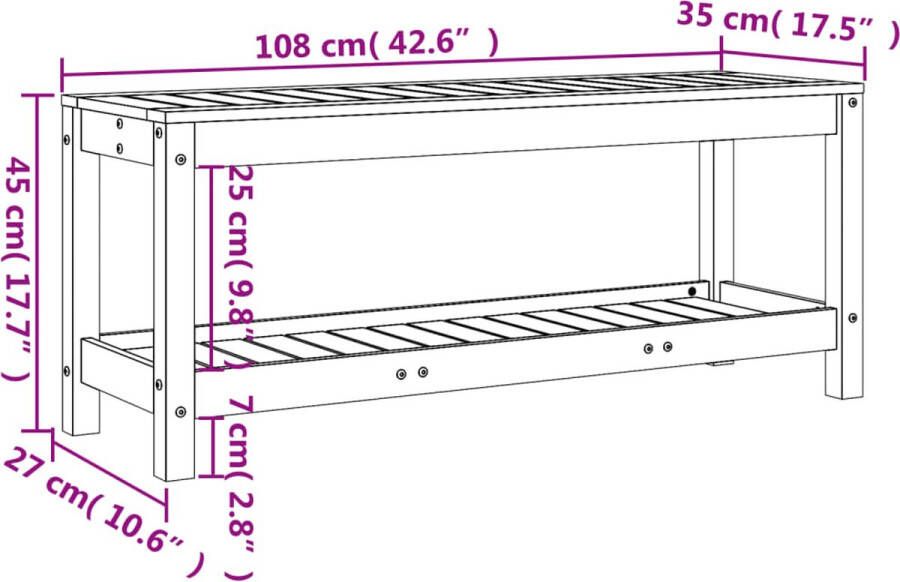 VidaXL -Tuinbank-108x35x45-cm-massief-grenenhout-zwart