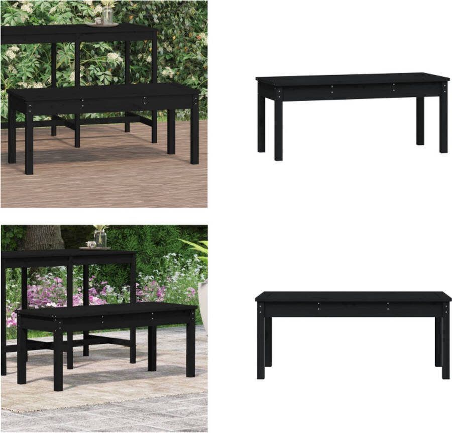 VidaXL Tuinbank 109x44x45 cm massief grenenhout zwart Tuinbank Tuinbanken Parkbank Tuinzetel