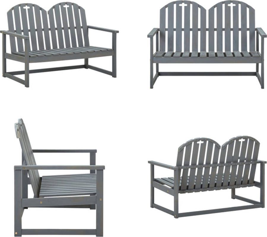 VidaXL Tuinbank 110 cm massief acaciahout grijs Tuinbank Tuinbanken Tuinbankje Tuinbankjes