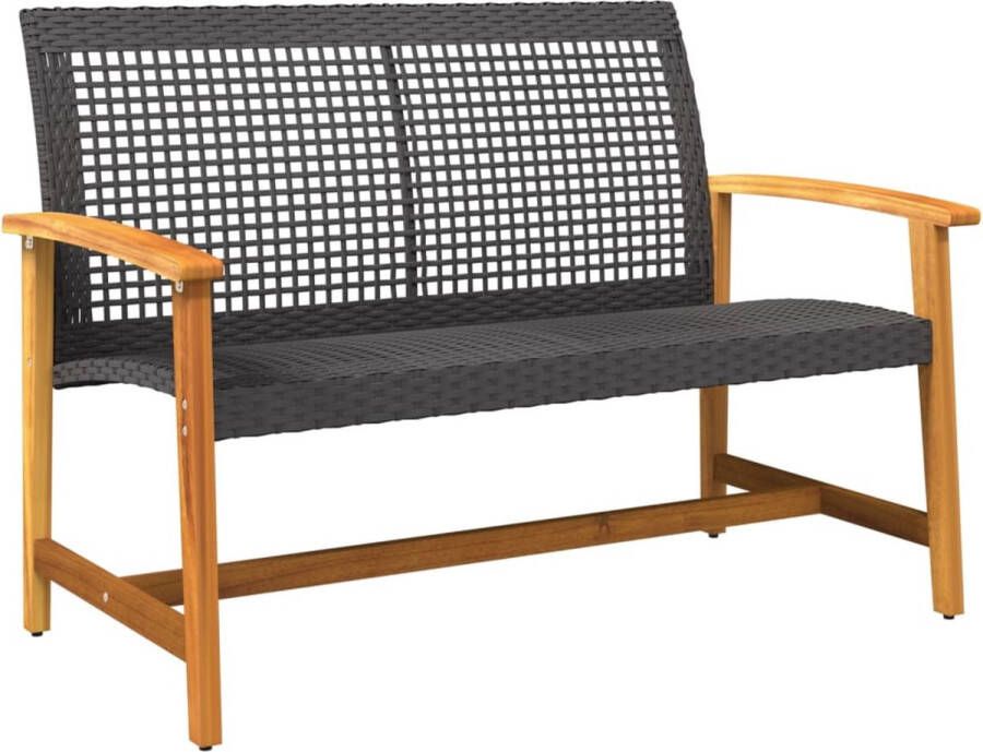VidaXL Tuinbank 112 cm poly rattan en acaciahout zwart