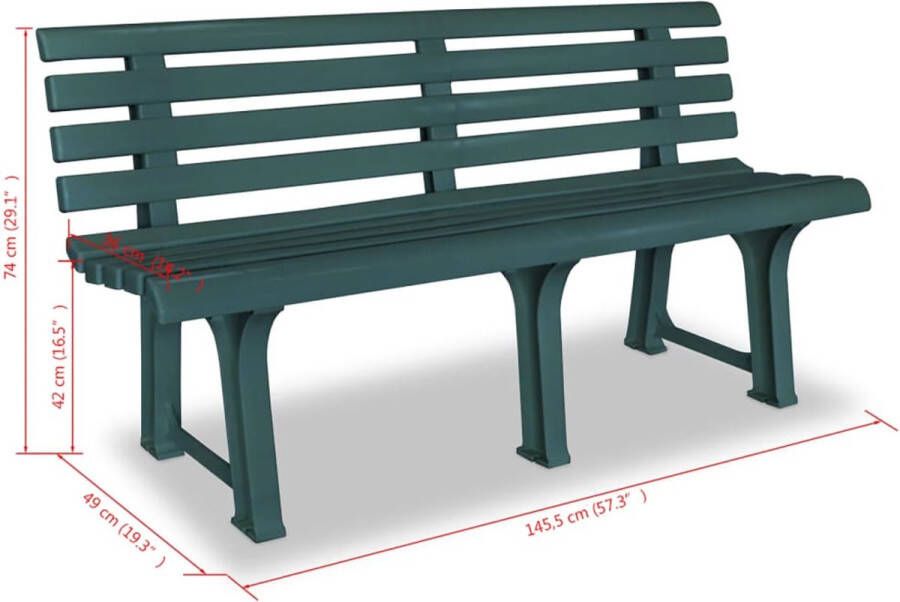 VidaXL Tuinbank 145 5 cm kunststof groen VDXL_43584