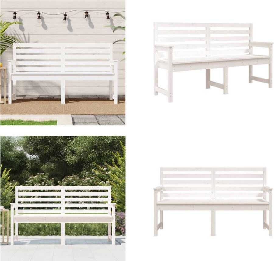 VidaXL Tuinbank 159-5x48x91-5 cm massief grenenhout wit Tuinbank Tuinbanken Parkbank Tuinzetel