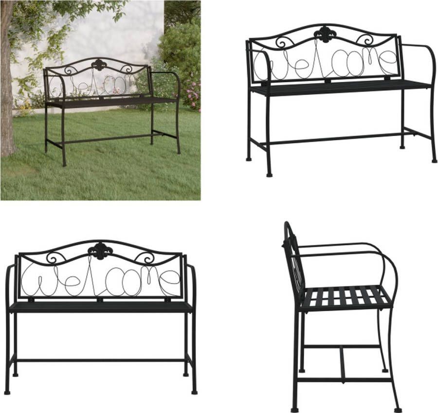 VidaXL Tuinbank 2-zits 104 cm staal zwart Tuinbank Tuinbanken Boombank Zitbank