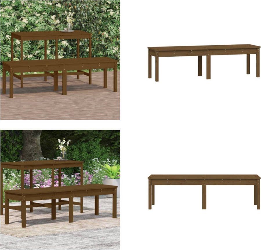 VidaXL Tuinbank 2-zits 159-5x44x45 cm massief grenenhout honingbruin Tuinbank Tuinbanken Parkbank Tuinzetel