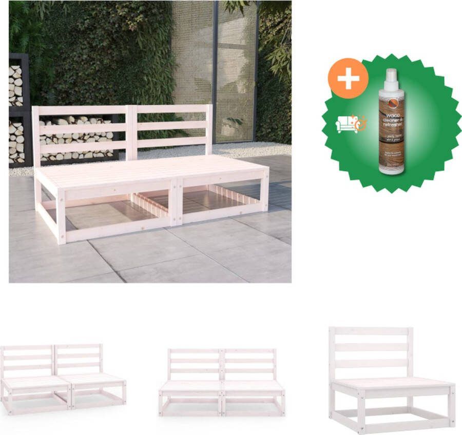 VidaXL Tuinbank 2 zits Massief grenenhout 70 x 70 x 67 cm Wit Loungebank Inclusief Houtreiniger en verfrisser