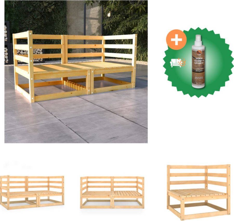 VidaXL Hoekbanken Massief grenenhout 70x70x67 cm Modulair ontwerp Loungebank Inclusief Houtreiniger en verfrisser