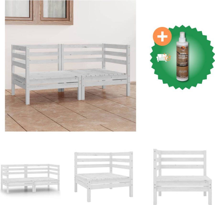 VidaXL Hoekbank Wit Massief Grenenhout 63.5 x 63.5 x 62.5 cm Modulair Loungebank Inclusief Houtreiniger en verfrisser
