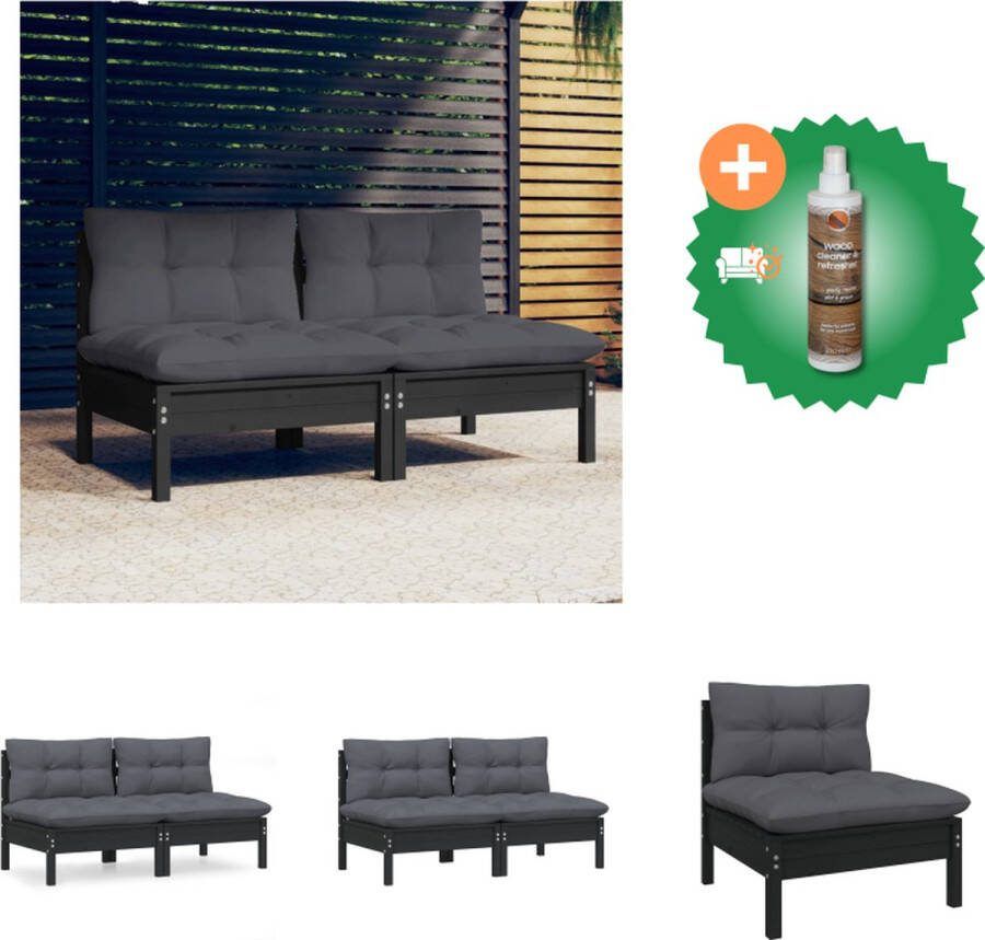 VidaXL Tuinbank Grenenhout Modulair 63.5 x 63.5 cm Zwart Antraciet Loungebank Inclusief Houtreiniger en verfrisser