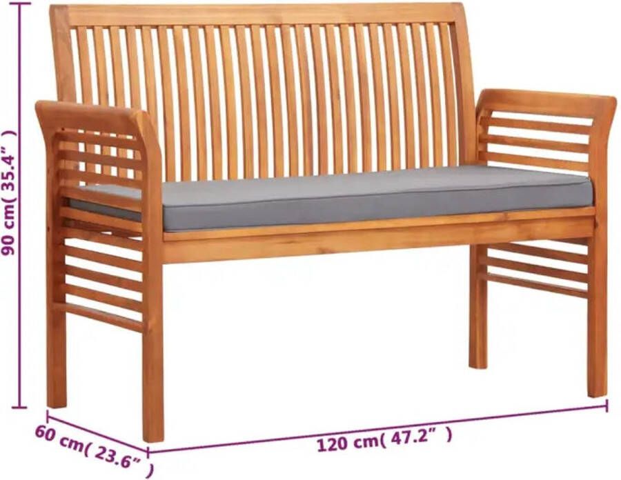 VidaXL Tuinbank 2-zits met kussen 120 cm massief acaciahout VDXL_45972