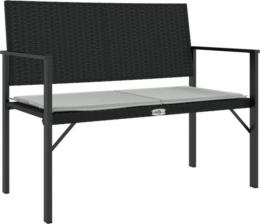 VidaXL Tuinbank 2-zits met kussen poly rattan zwart