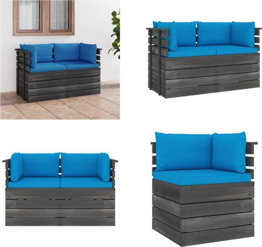 VidaXL Tuinbank 2-zits met kussens pallet massief grenenhout Pallet Bank Pallet Banken Houten Palletbank Houten Palletbanken