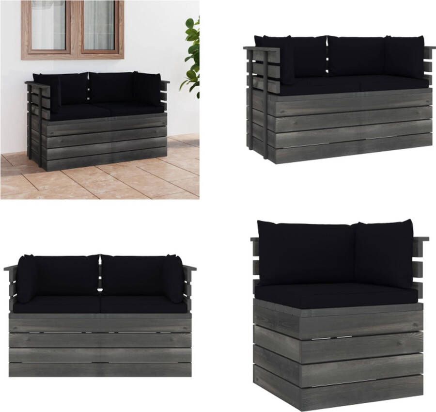 VidaXL Tuinbank 2-zits met kussens pallet massief grenenhout Pallet Bank Pallet Banken Houten Palletbank Houten Palletbanken