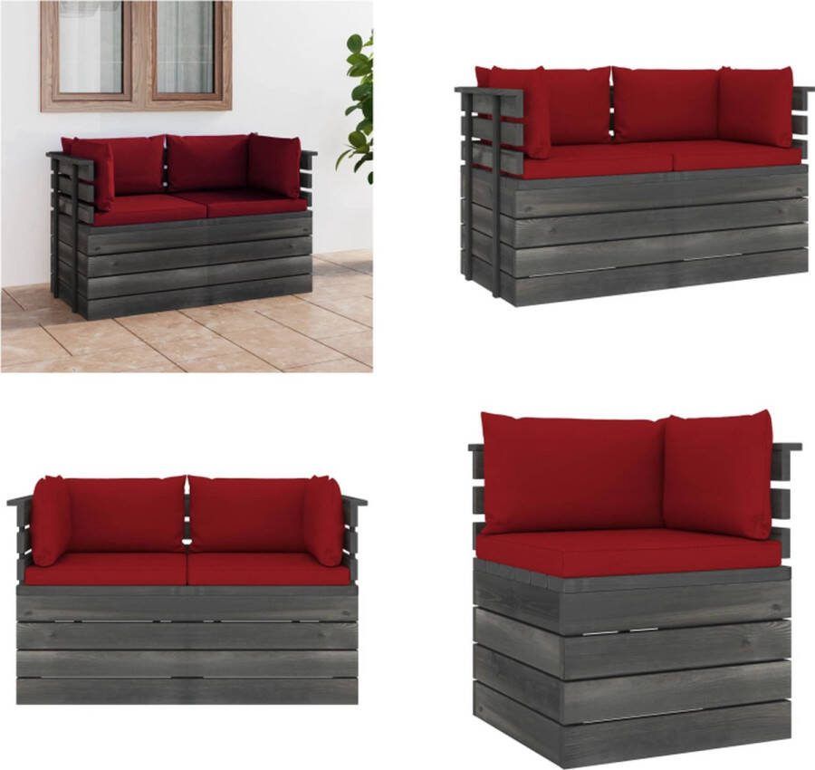 VidaXL Tuinbank 2-zits met kussens pallet massief grenenhout Pallet Bank Pallet Banken Houten Palletbank Houten Palletbanken