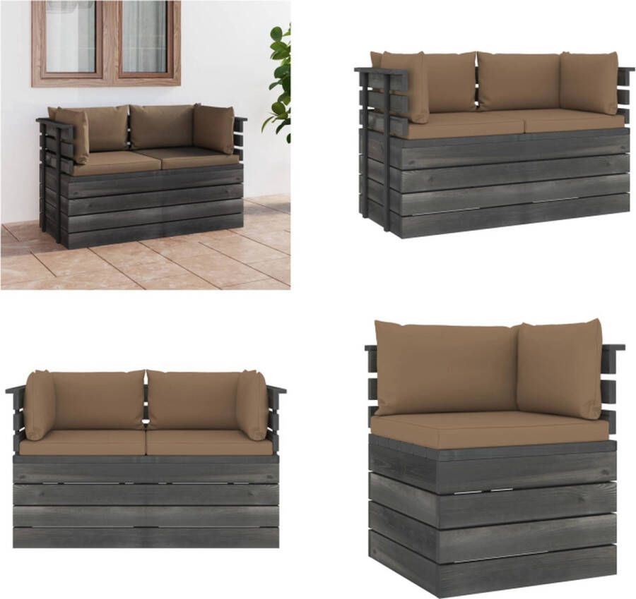 VidaXL Tuinbank 2-zits met kussens pallet massief grenenhout Pallet Bank Pallet Banken Houten Palletbank Houten Palletbanken