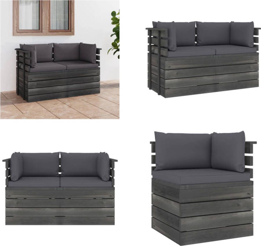 VidaXL Tuinbank 2-zits met kussens pallet massief grenenhout Pallet Bank Pallet Banken Houten Palletbank Houten Palletbanken