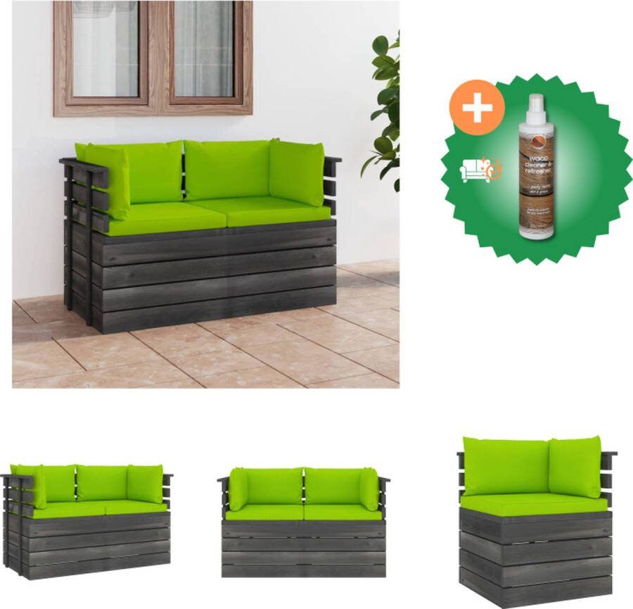 VidaXL Palletbank Grenenhout Hoekbank 65 x 65 x 71.5 cm Houten bank Tuinset Inclusief Houtreiniger en verfrisser