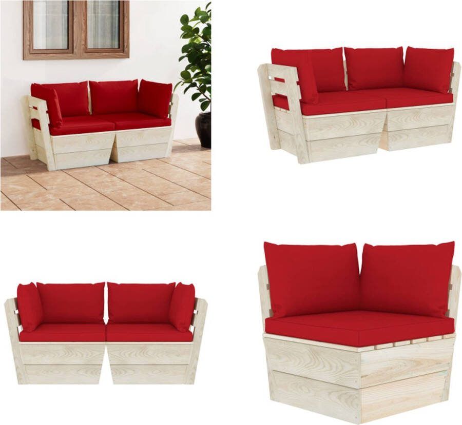 VidaXL Tuinbank 2-zits met kussens pallet vurenhout Pallet Bank Pallet Banken Houten Palletbank Houten Palletbanken