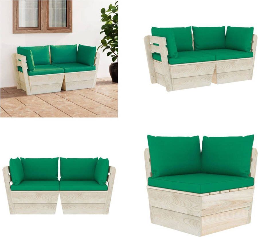 VidaXL Tuinbank 2-zits met kussens pallet vurenhout Pallet Bank Pallet Banken Houten Palletbank Houten Palletbanken