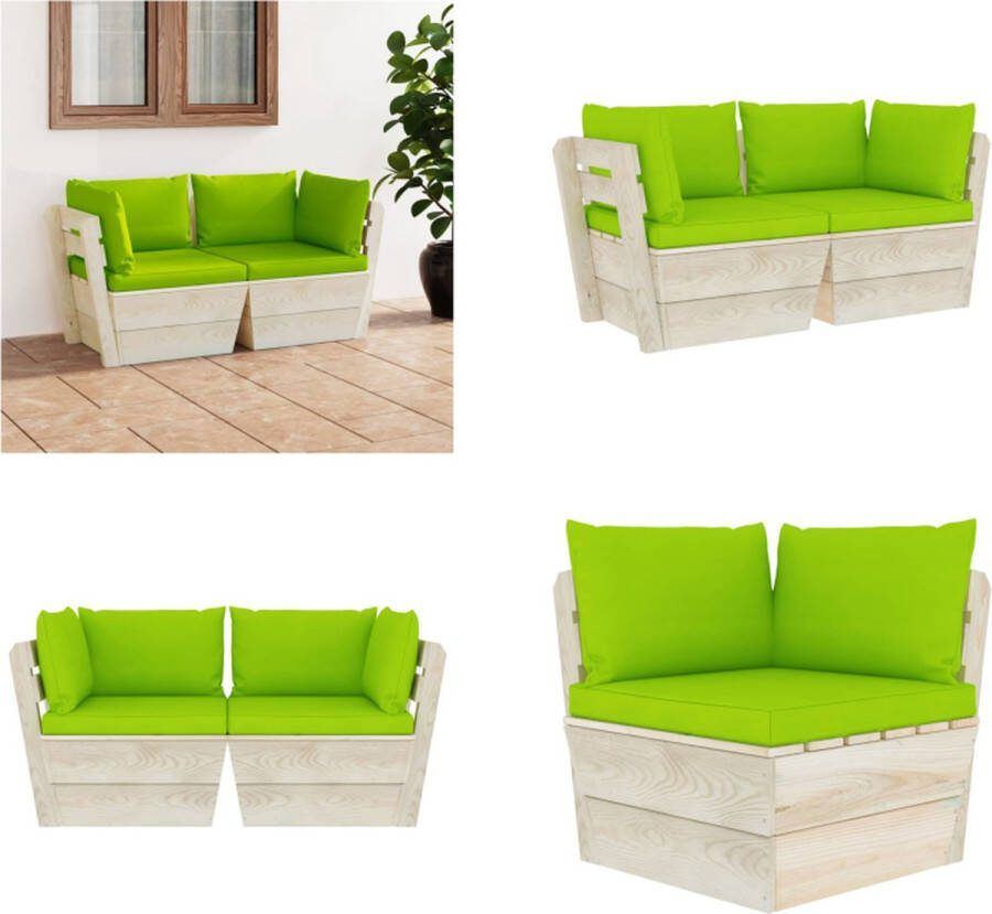 VidaXL Tuinbank 2-zits met kussens pallet vurenhout Pallet Bank Pallet Banken Houten Palletbank Houten Palletbanken