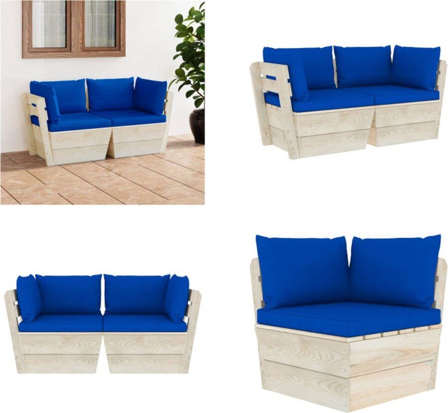 VidaXL Tuinbank 2-zits met kussens pallet vurenhout Pallet Bank Pallet Banken Houten Palletbank Houten Palletbanken