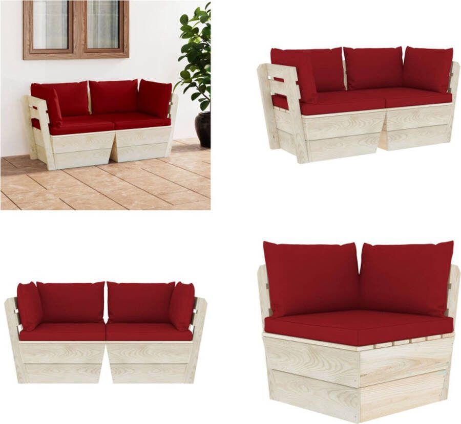 VidaXL Tuinbank 2-zits met kussens pallet vurenhout Pallet Bank Pallet Banken Houten Palletbank Houten Palletbanken
