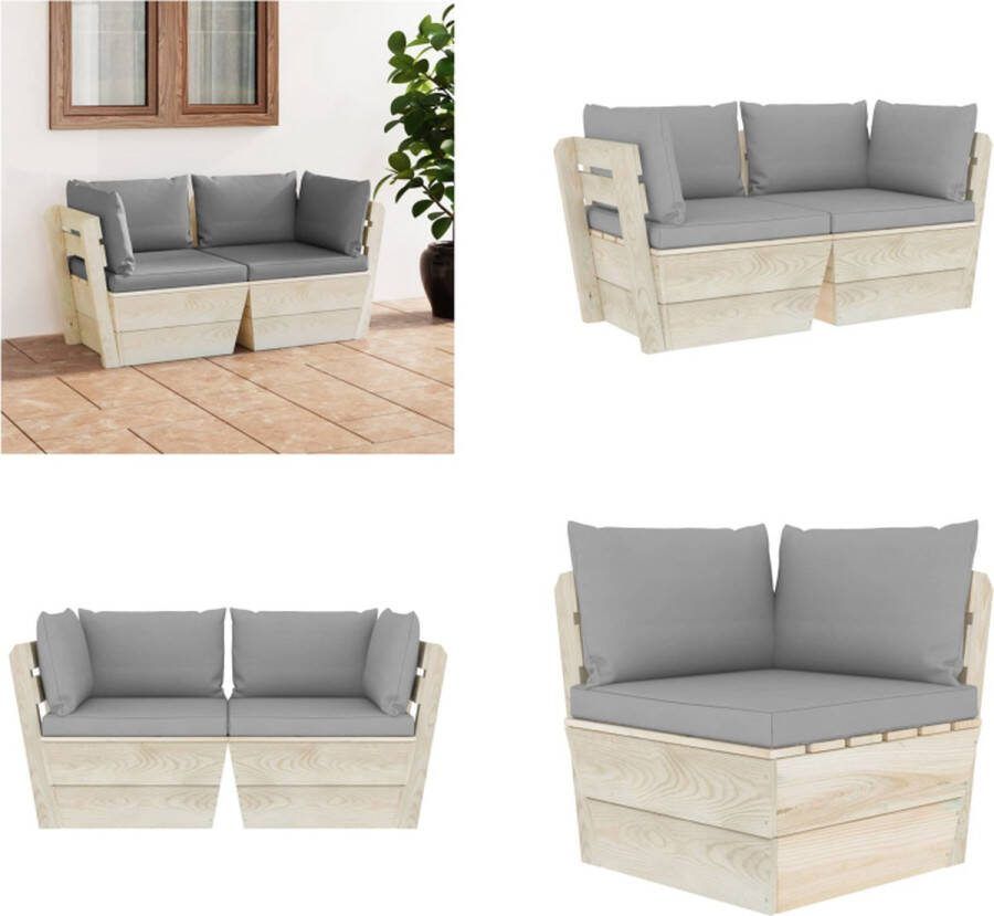 VidaXL Tuinbank 2-zits met kussens pallet vurenhout Pallet Bank Pallet Banken Houten Palletbank Houten Palletbanken