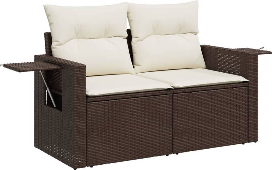 VidaXL Tuinbank 2-zits met kussens poly rattan bruin